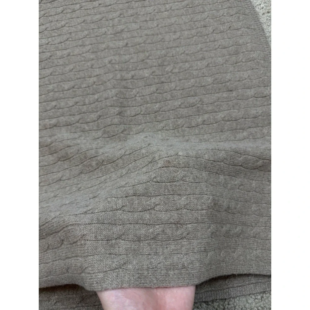 Ralph Lauren 100% Cashmere Cable Knit Blanket Throw Wrap 43x56 + Pillow Tan‎ Set